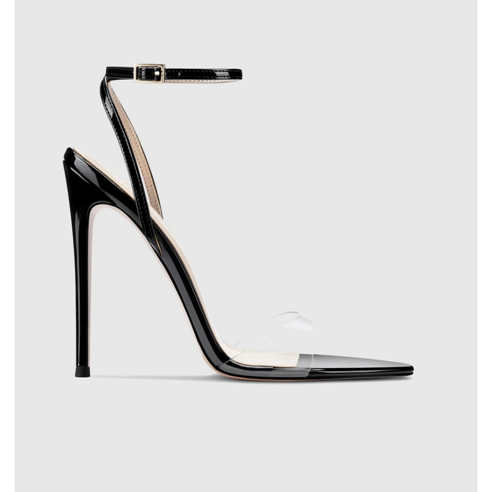 Black Stiletto Heels with Ankle Strap Brand New